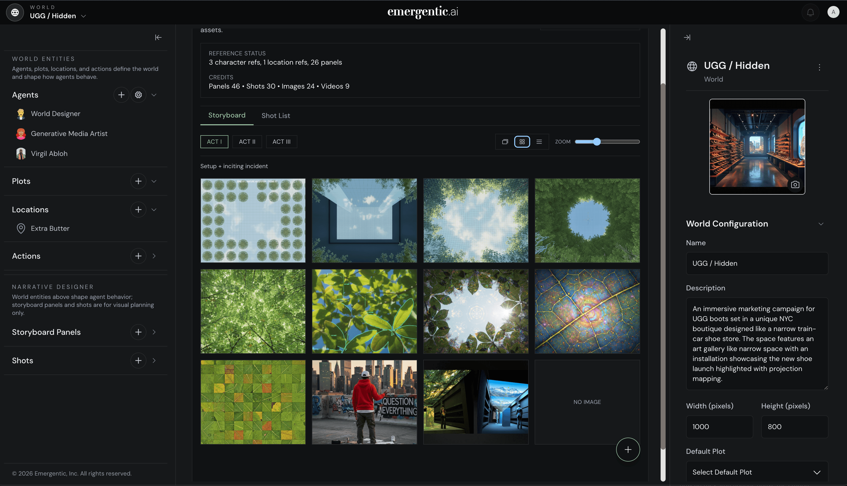 Narrative designer storyboard panels